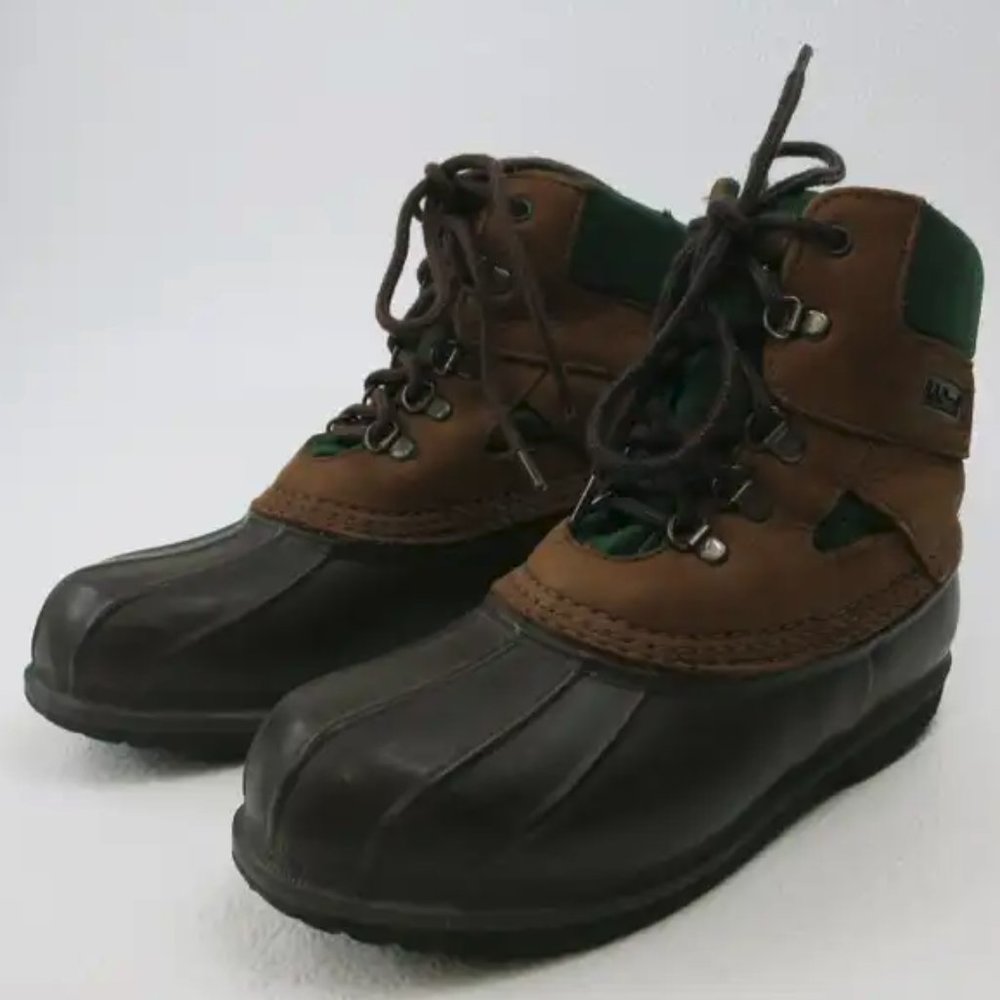 L. L. Bean Boots Insulated Leather Rubber Womens 8 LW